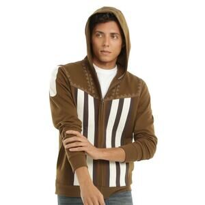 Assassin's Creed Aztec Striped Cosplay Full Zip Hoodie Brown White Adult Medium